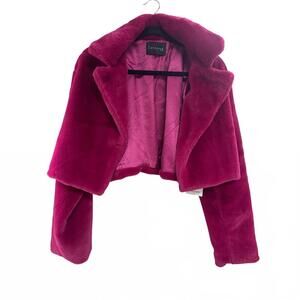 NEW LOVE POEM women's plush faux fur jacket in pink